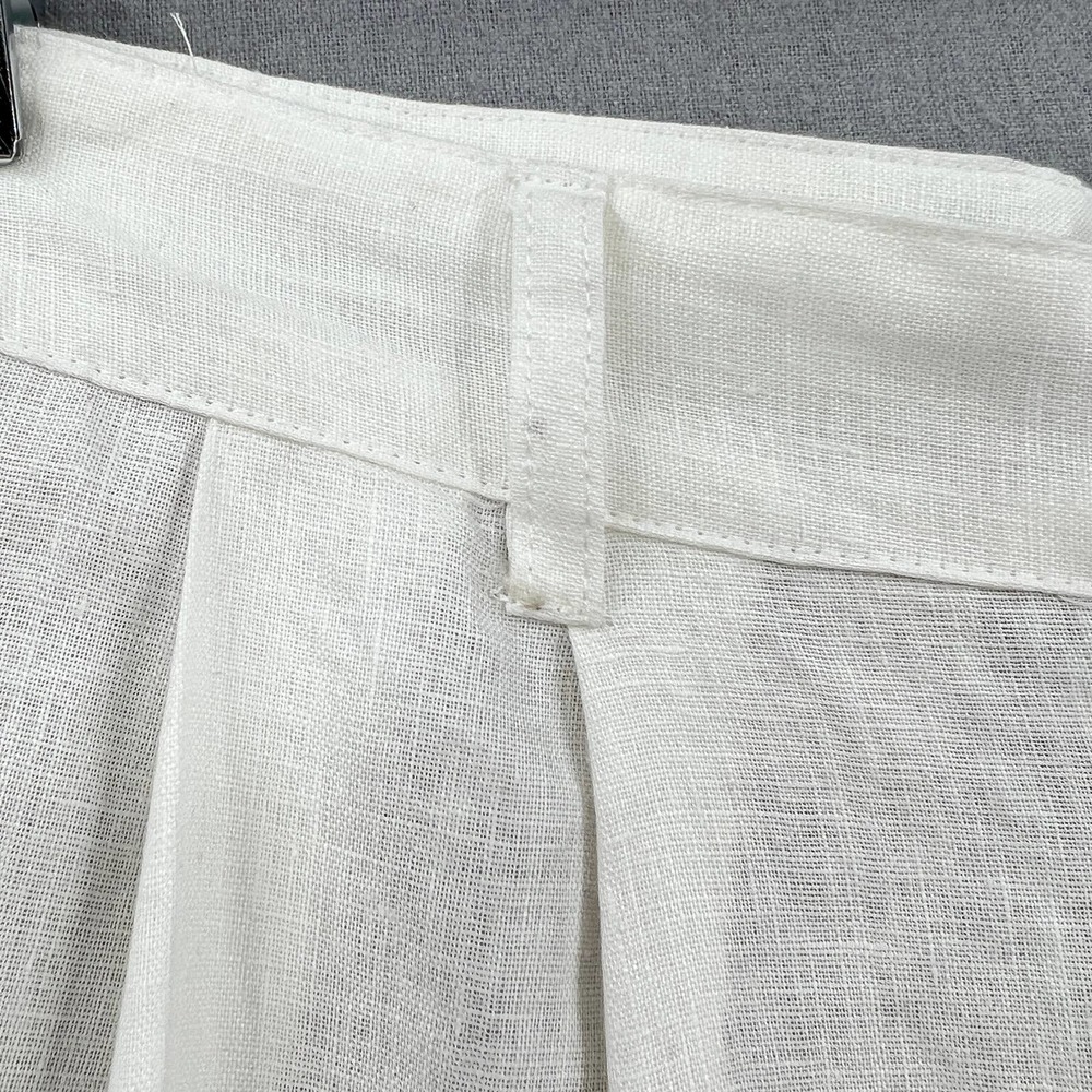 ENZA COSTA Tapered Pleated Pant Womens 25 White Linen Trouser Undyed High Waist - Picture 12 of 16